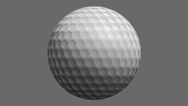Rotating golf ball. Alpha channel.