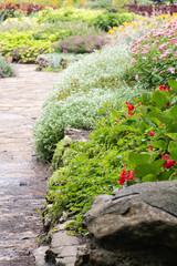 Flower Garden Stone Pathway Summer