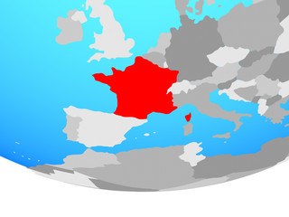France on simple political globe.