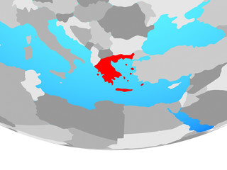 Obraz premium Greece on simple political globe.