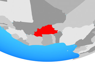 Fototapeta premium Burkina Faso on simple political globe.
