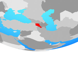 Obraz premium Armenia on simple political globe.