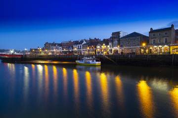 Whitby harbour at night