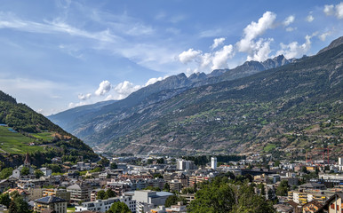 Panorama of Visp in Switzerland