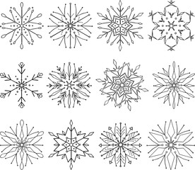 A set of decorative snowflakes