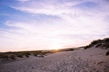 Sunset. &ldquo;Punta Paloma&rdquo; beach. Atlantic ocean, Tarifa, Andalusia, Spain.
