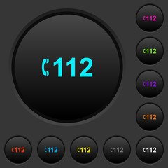 Emergency call 112 dark push buttons with color icons