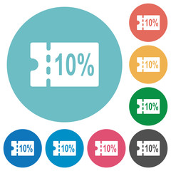 10 percent discount coupon flat round icons
