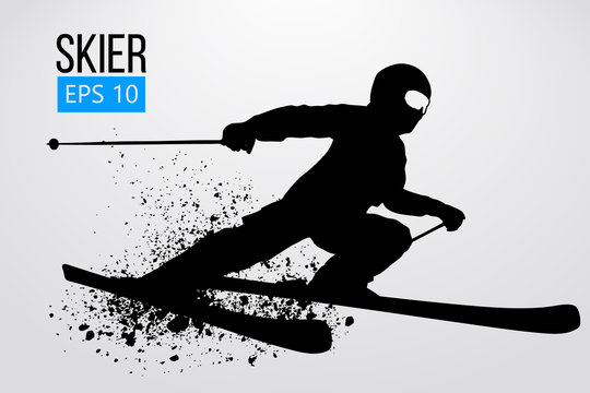Silhouette of a skier jumping isolated. Vector illustration