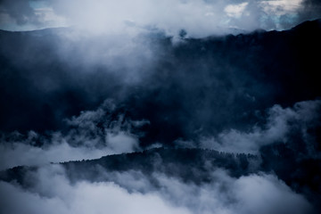Bhutan valley with clouds