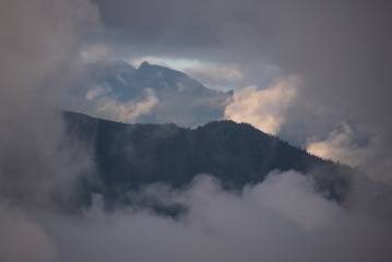 Sunrise in Bhutan mountains