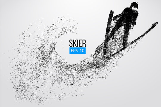 Silhouette of a skier jumping isolated. Vector illustration