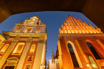  Warsaw old town. St. John`s Archcathedral and Shrine of Our Lady of Grace the Patron of Warsaw.