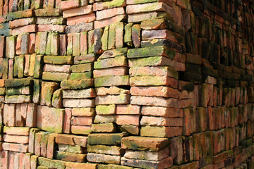 Stacks of Nepali bricks well arranged in Bhaktapur