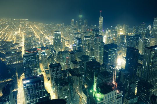 Chicago skyline at night