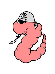 matrose seemann pirat kapitän seeräuber säbel meer schiff boot augenklappe wurm comic cartoon clipart design cool raupe regenwurm glücklich schlange klein ekelig regen