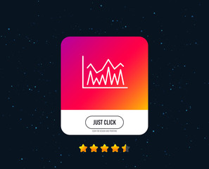 Line chart icon. Financial growth graph sign. Stock exchange symbol. Web or internet line icon design. Rating stars. Just click button. Vector