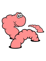 löcher buddeln boden loch wurm comic cartoon clipart design cool raupe regenwurm glücklich schlange klein ekelig regen
