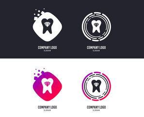 Logotype concept. Tooth crystal icon. Tooth jewellery sign. Dental prestige symbol. Logo design. Colorful buttons with icons. Vector
