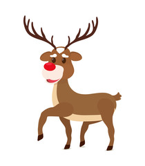 Vector cartoon brown reindeer - Christmas symbol