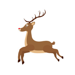 Vector drawn brown reindeer - Christmas symbol
