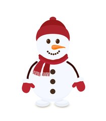 Vector cartoon snowman, merry character of Christmas