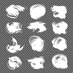 White abstract textured smears isolated on imitation transparent background