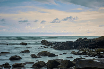 Fototapeta na wymiar El Cuco Black Sand Beach, El Salvador