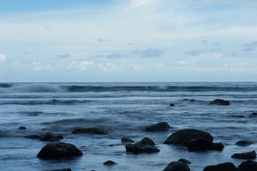 Fototapeta na wymiar El Cuco Black Sand Beach, El Salvador