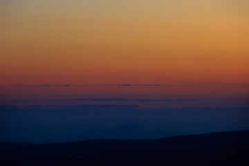 Early morning. Dawn over the mountains of the North Caucasus in Russia.