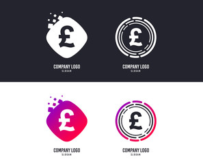 Logotype concept. Pound sign icon. GBP currency symbol. Money label. Logo design. Colorful buttons with icons. Vector