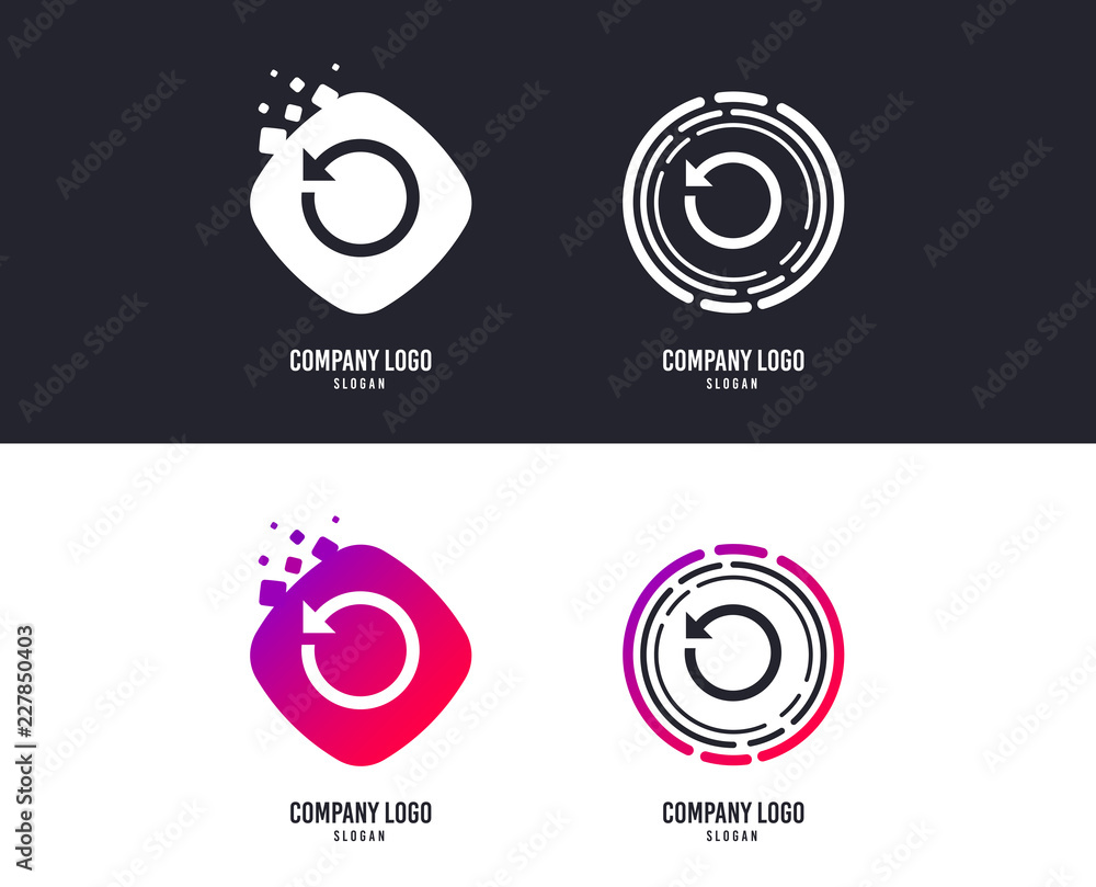 Poster logotype concept. repeat icon. refresh symbol. loop sign. logo design. colorful buttons with icons. 