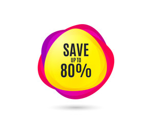 Save up to 80%. Discount Sale offer price sign. Special offer symbol. Gradient sales tag. Abstract shopping banner. Template for design. Vector