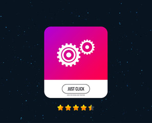 Cog settings sign icon. Cogwheel gear mechanism symbol. Web or internet icon design. Rating stars. Just click button. Vector