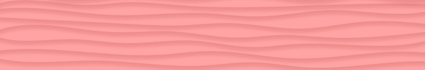 Abstract horizontal banner of wavy lines with shadows in pink colors