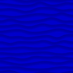 Abstract seamless pattern of wavy lines with shadows in blue colors