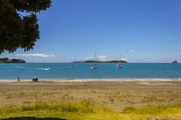 Landscape Scenery of Sullivans Bay Mahurangi Beach Auckland, New Zealand