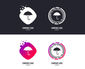 Logotype concept. Umbrella sign icon. Rain protection symbol. Logo design. Colorful buttons with icons. Vector