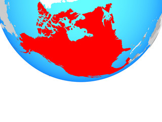 Fototapeta premium NAFTA memeber states on simple political globe.
