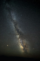 Bright stars of the Milky Way in the night sky during the summer twilight.