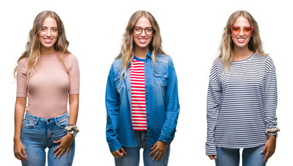 Young beautiful young woman wearing casual look over white isolated background with a happy and cool smile on face. Lucky person.