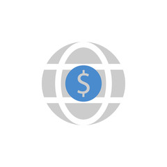 Currency, Money, International, investment, world two color blue and gray icon