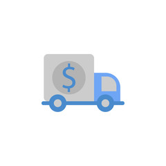 Delivery, rate, price, shipping, truck two color blue and gray icon