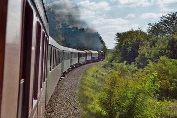 Train journey with steam locomotive