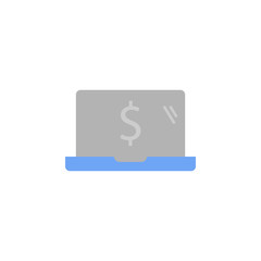 Laptop, money, online payment, purchase two color blue and gray icon