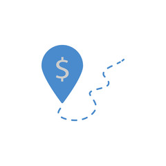 Location, bank, atm, finance, money, banking two color blue and gray icon
