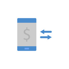 Mobile , transactions, money two color blue and gray icon