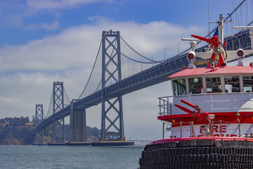 Fireboat and Bay Bridge, San Francisco