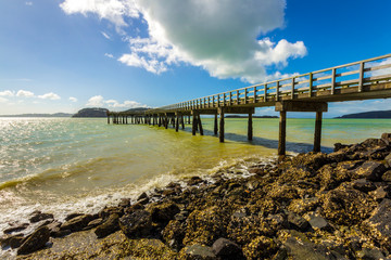 Landscape Scenery of Waitawa Regional Park, New Zealand; Wharf fishing spot