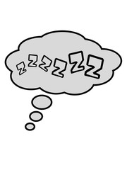 denkblase träumen traum sprechblase zzz schlafen müde erschöpft schnarchen abend nacht bett decke erholen schlafmütze comic cartoon clipart cool